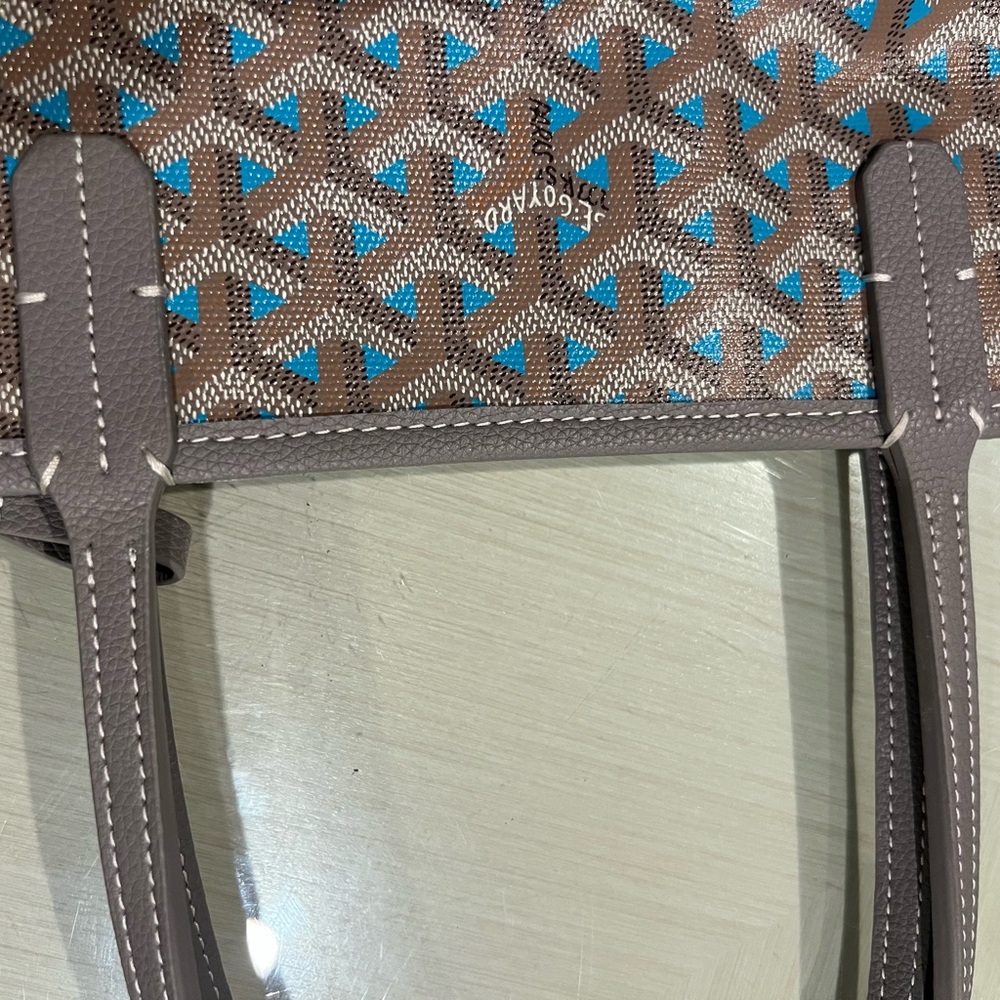 Brown and Blue Patterned Tote - Picture 2 of 7